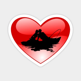 Silhouette Couple in Boat Heatt Magnet