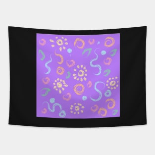 Cute baby pattern  flower and sun paint violet Tapestry