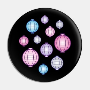 Lanterns | Mid Autumn Festival | Blue Pink Purple | Black Pin