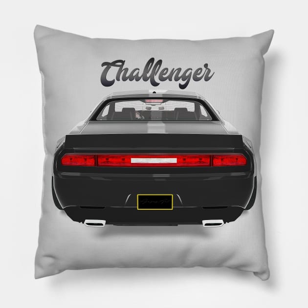 Challenger Drift Black Back Pillow by PjesusArt