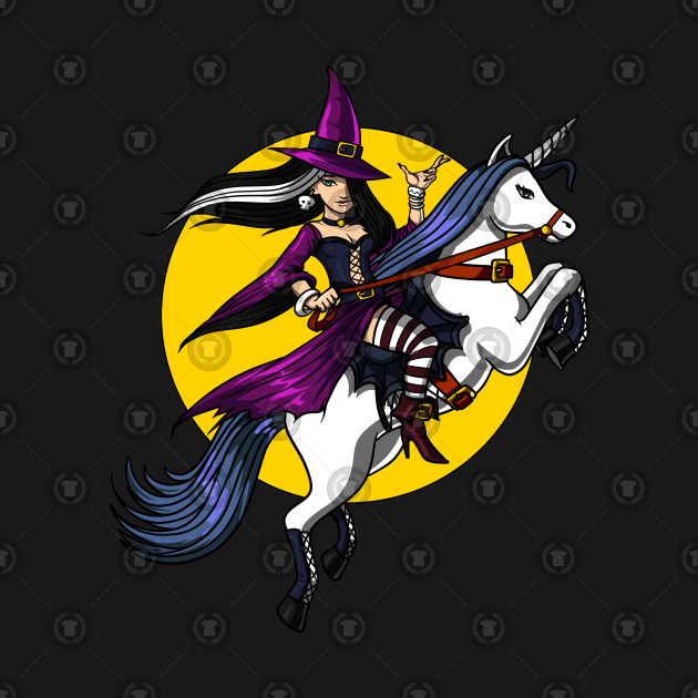 Witch Riding A Unicorn Magical Spooky Halloween - Witch Riding Unicorn ...