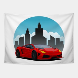 Red Lamborghini in the City Tapestry