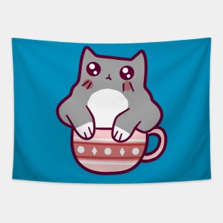 Teacup Gray Kitten Tapestry