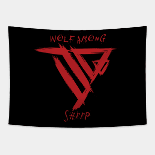 WOLF AMONG SHEEP GRUNGE LOGO Tapestry