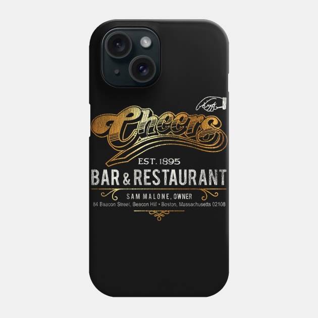 Sam's Bar in Boston 80s Worn Out Phone Case by Alema Art