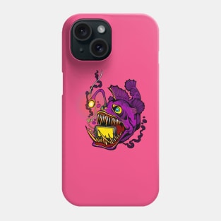 angry angler fish phone in mouth Phone Case