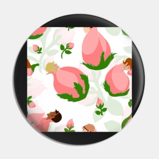 Sleeping Flower Bud Fairies - Shadowed Background Pin