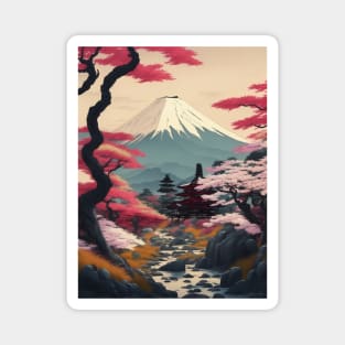 Serene Mount Fuji Sunset - Peaceful River Scenery Magnet