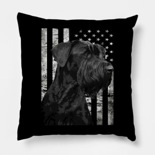 Urban Schnauzer American Flag Statement Tee for Canine Aficionados Pillow