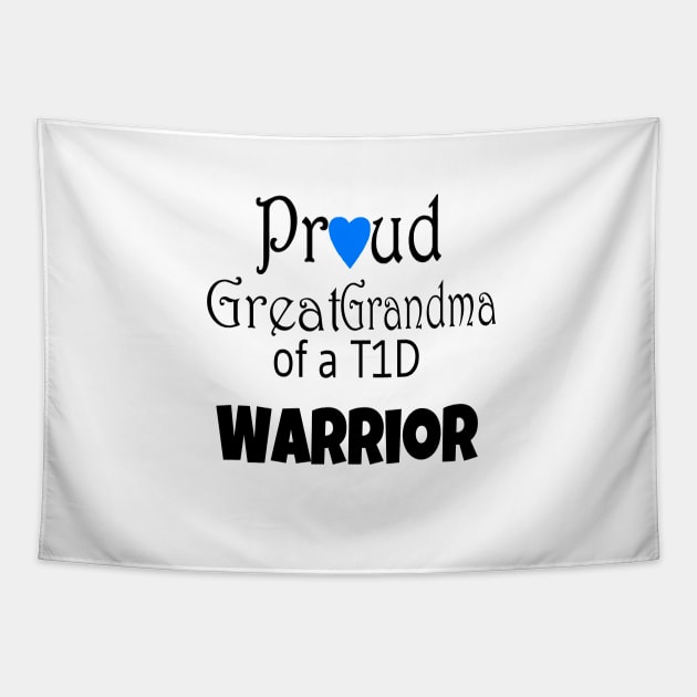 Proud Great Grandma - Black Text - Blue Heart Tapestry by CatGirl101