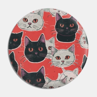 Black And White Cats Pattern Pin