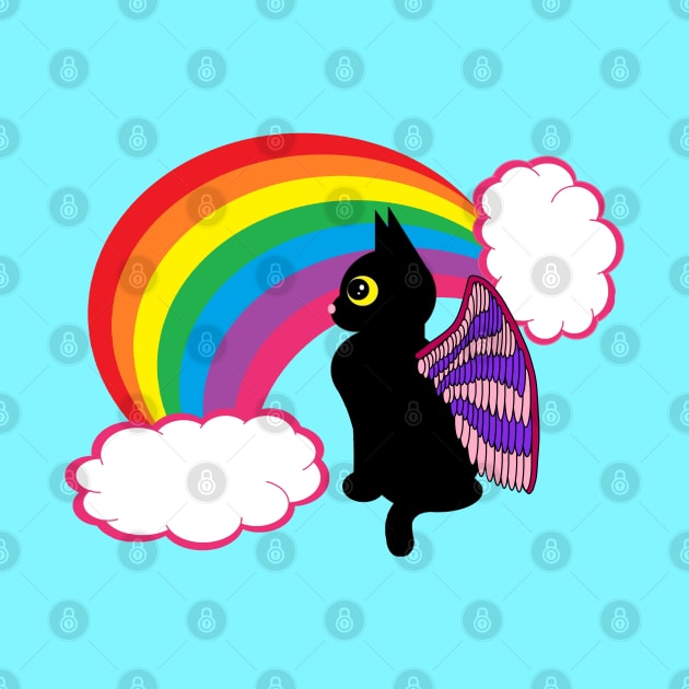 Black kitty with rainbow by MelanieJeyakkumar