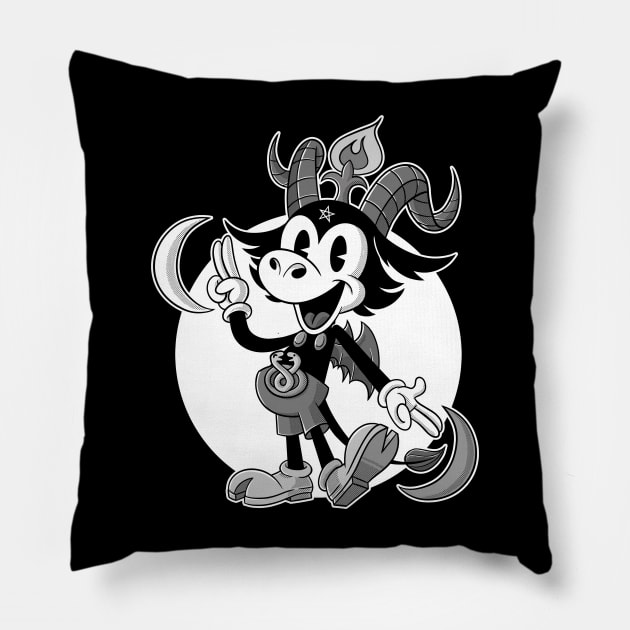 Retro Funny The Baphomet cartoon Cute Lucifer sabbatic goat Pillow by Juandamurai