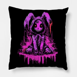 Love You to Death Bunny Comic Horror Art Pillow