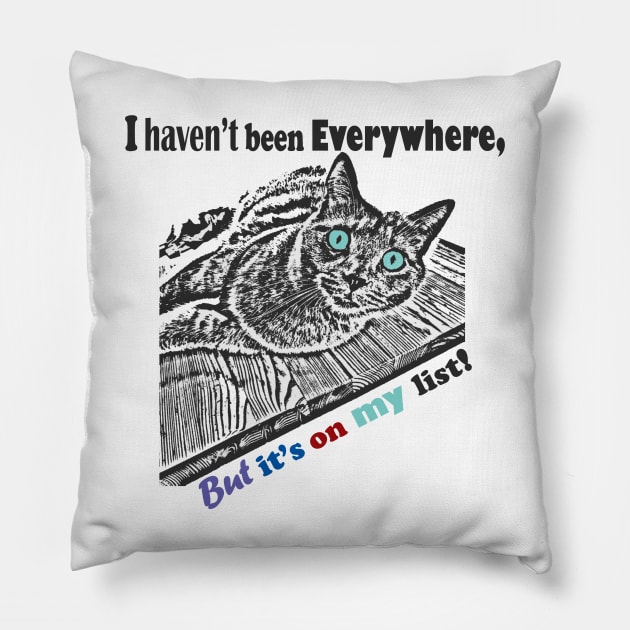 Bucket List Cat Pillow by ninasilver