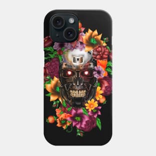 Sugar Chrome Skull Terminator Cyborg Head Phone Case