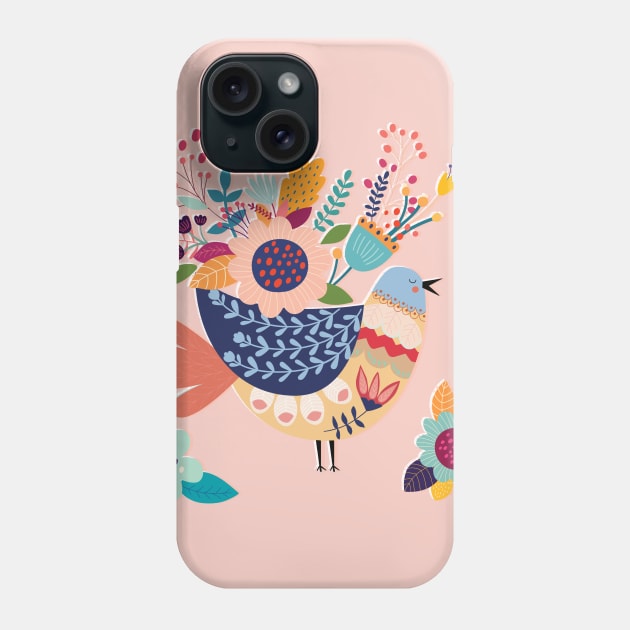 With Flowers On Her Feathers She Flies Freely Phone Case by LittleBunnySunshine