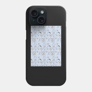 Whimsical flower pattern with a light blue background Phone Case