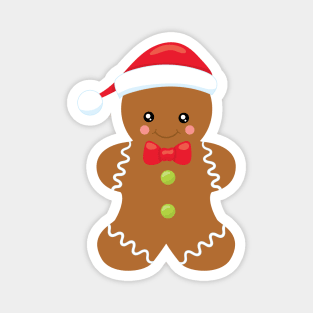 Gingerbread Man, Santa Hat, Cookie, Biscuit, Xmas Magnet