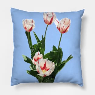 Red and White Tulips Pillow
