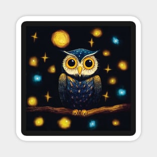 Owl on a Starry Night Magnet