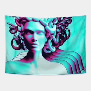 Vaporwave Medusa Glitch Tapestry