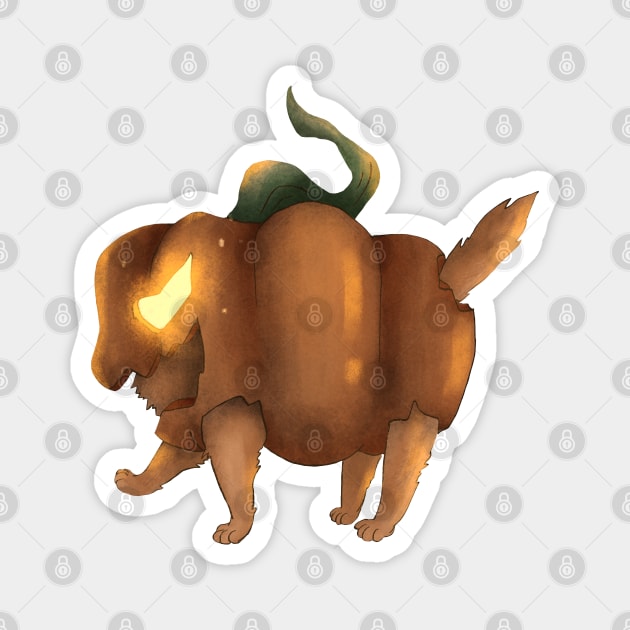 Happy Halloween! Funny nightmare dog in a pumpkin. Horror! Magnet by kacia