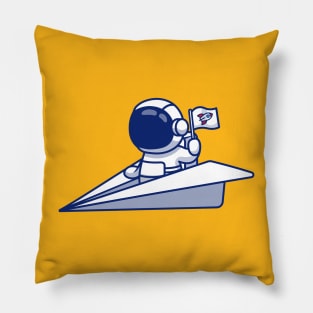 Cute Astronaut Riding Paper Plane Pillow