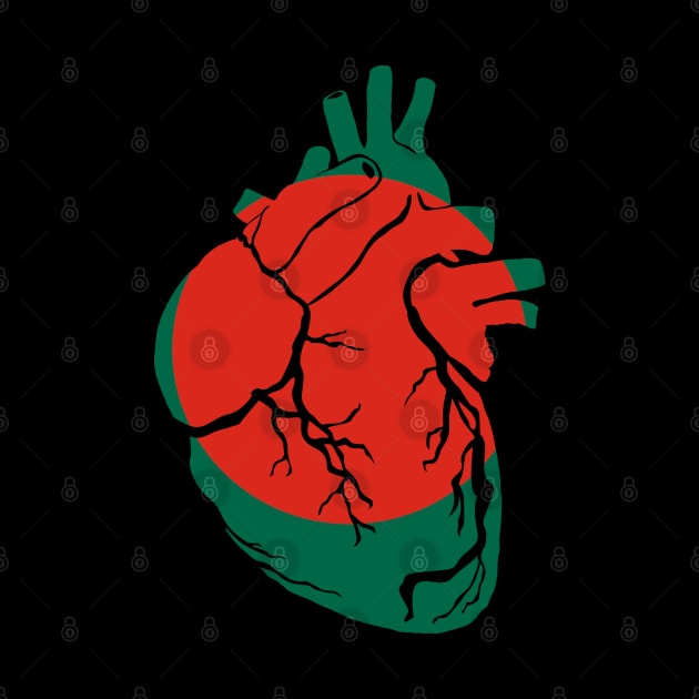 Bangladesh Flag, Anatomical Heart Design by Bun Art Store