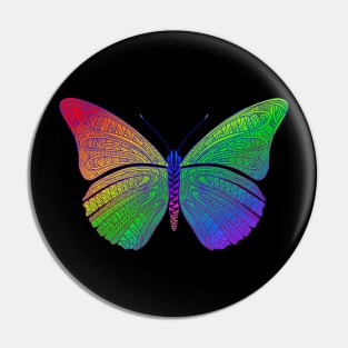 Butterfly design created using line art - colorful rainbow background version Pin