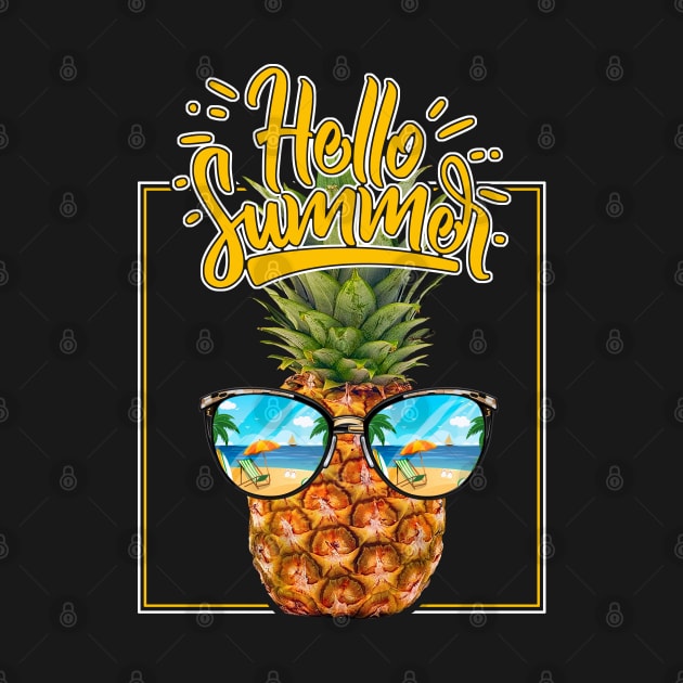 Hello Summer Tropical Pineapple with sun glasses product by theodoros20