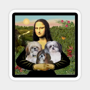 Mona Lisa and her Three Sweet Shih Tzus Magnet