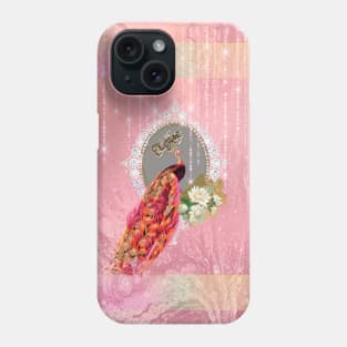 Elegant peacock with flowers in soft colors Phone Case