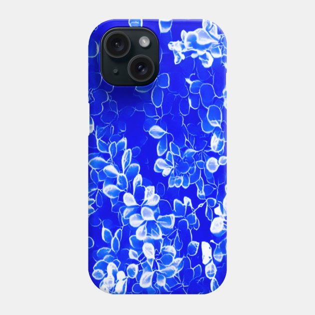 Blue White Petal Leaves Phone Case by wildjellybeans