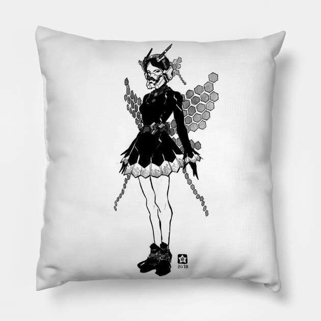 Cyber Butterfly Girl Pillow by Novanim