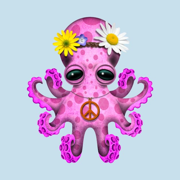 Cute Pink Baby Octopus Hippie by jeffbartels