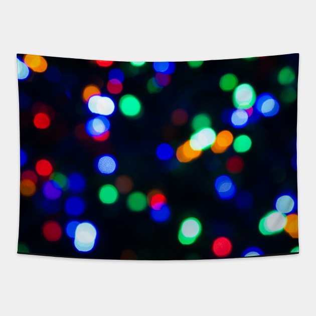Abstract blurred effect Illuminated closeup of tangled Christmas lights Tapestry by Russell102