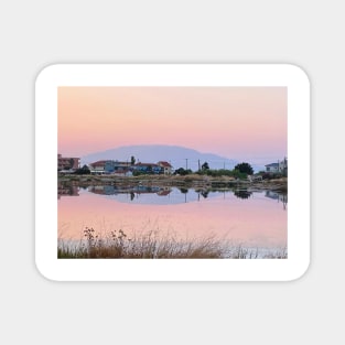 Sunset Mountain Reflection - Alykes Salt Flats, Zante, Zakynthos, Greece Magnet