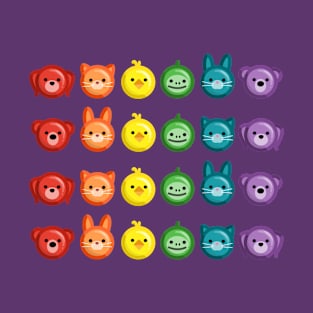 Animal Rainbow Button Pattern T-Shirt