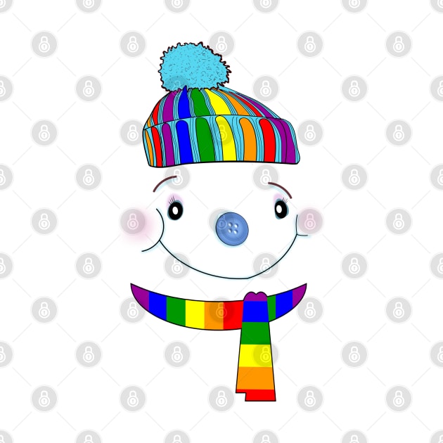 Cute Women's LGBTQ Winter Snowwoman Snowman Face Gay Pride Toboggan Scarf by egcreations