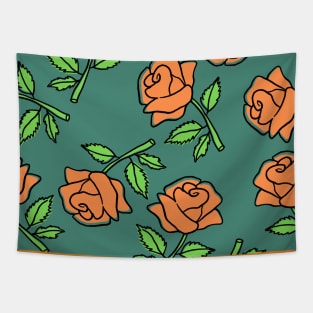 Orange Roses in Alexandrite Color Tapestry