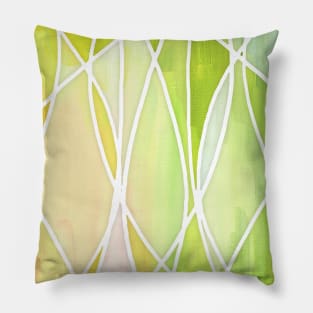 Lemon & Lime Love - abstract painting in yellow & green Pillow