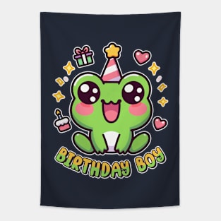 Birthday Boy Frog Kawaii Toad Lover Kids Bday Tapestry