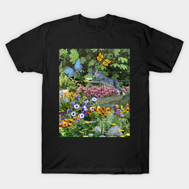 Mog Catching Butterflies Cat T Shirt Teepublic