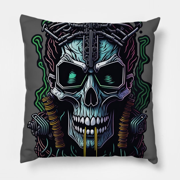 Cyborg Heads S02 D13 Pillow by Houerd