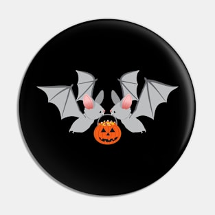 Halloween bats with pumpkin candy buckets Pin