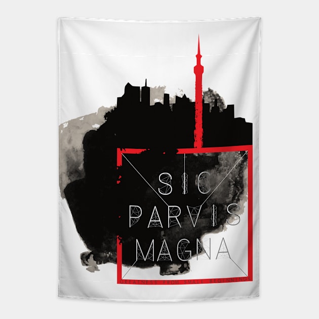 Sic Parvis Magna Tapestry by ThreeHaresWares