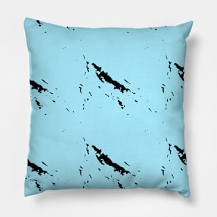 Black waves on a blue background, sea, water Pillow