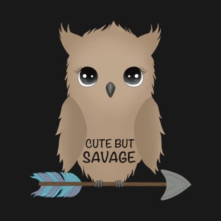 Kawaii Owl on Arrow - Cute but Savage T-Shirt