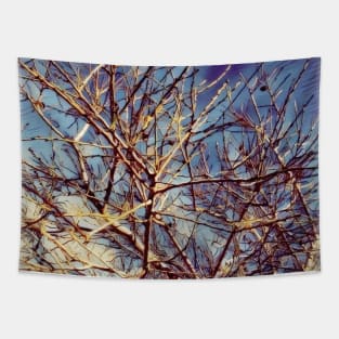 Colorful rustic almond tree Tapestry